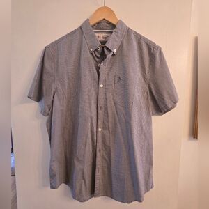 Original Penguin Black and White Checkered Short Sleeve Shirt XL NWT